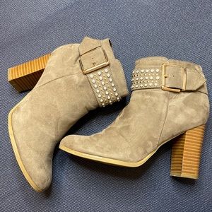 Catwalk Tan Jeweled Heel Booties
